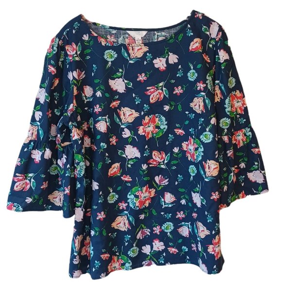 Time And Tru Floral Top Size Large - Picture 1 of 4